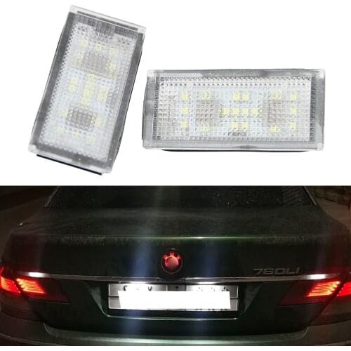 2Pcs Error Free LED Number License Plate Light For BMW E66 E65 7-Series 735i 2006-2008 White 12V Canbus License Plate Light