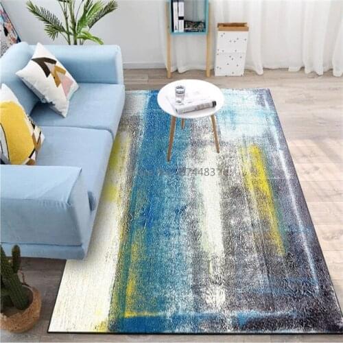 200*300cm Modern Abstract Art Watercolor Blue Yellow Gray White Door Mat Bedroom Living Room Kitchen Floor Mat
