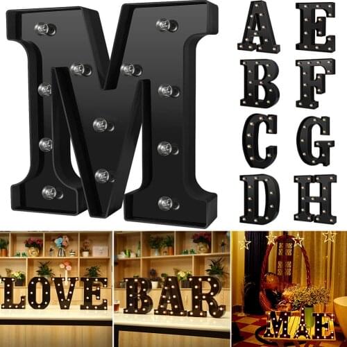 3D LED Night Lamp 26 Letter Marquee Sign Alphabet Light Wall Hanging Lamp Indoor Decor Wedding Party LED Night Light