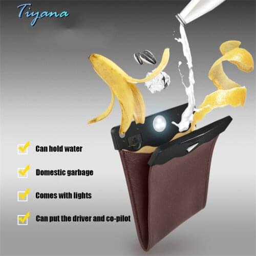 Car Trash Can Storage Bag In-Car Hanging Creative Fashion Sticky LED Light Multifunctional Environmental Protection Garbage Bag