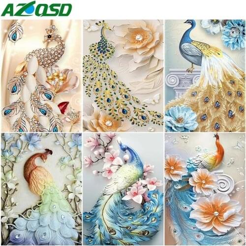 AZQSD 5D Diamond Embroidery Peacock Mosaic Rhinestones Handicraft Diamond Painting Animal Cross Stitch Kits Home Decor Gift