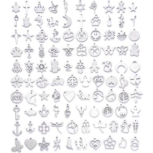 Bracelet Necklace Small Pendant Handmade DIY Ornament Accessories 100 Models Stainless Steel Pendant jewelry making