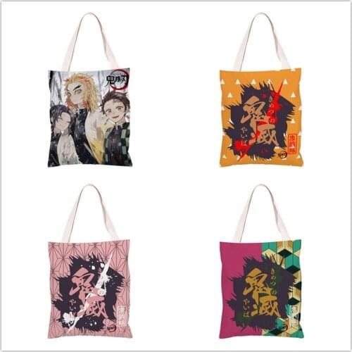 39CM Japan Anime canvas Toilet-Bound Hanako-kun Demon Slayer pattern Double sided printing Model Canvas Shoulder Bag Handbag