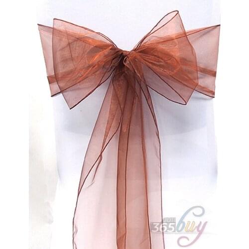 [ Fly Eagle ] 10PCS Organza Chair Sashes Bow Wedding Party Cover Banquet cover sashes #2 coffee