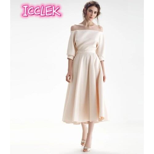 ICCLEK Satin Wedding Dresses