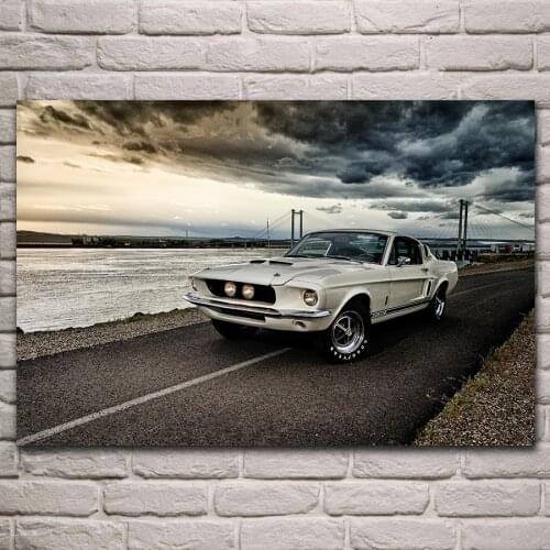 Classic Mustang GTR Sport Car Artwork Canvas Painting Car Posters Cuadros Wall Art for Living Room Home Decor (No Frame)