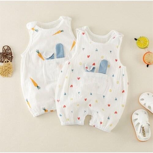 Newborn Baby Clothes Baby Onesies Summer Boys Girls Clothes Sleevelesss Cartoon Carrot love Cotton Toddler Romper