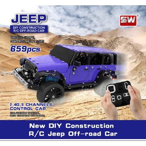 2.4ghz 6 Channels USB Charging alloy Building Block DIY Construction Remote Control Jeeps Off-road truck Toys assembly RC Car