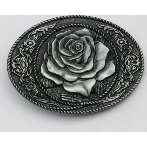 Western Rose Flower Oval Belt Buckle SW-BY737 suitable for 4cm wideth belt with continous stock