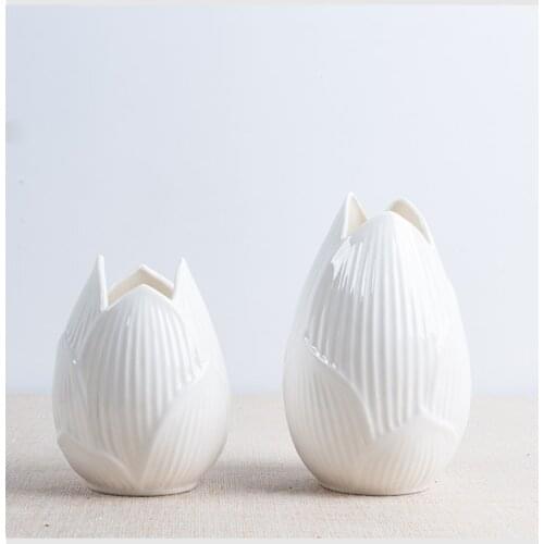 Creative Ceramic Lotus Flower Vase Decorative Porcelain Water Lily Planter Pot China Gift Craft Ornament Accessories Furnishing