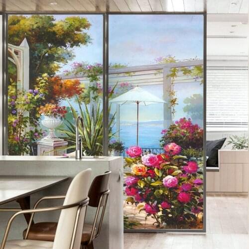 Kitchen sliding door sticker household electrostatic frosted window cellophane film opaque shading window paper Nordic