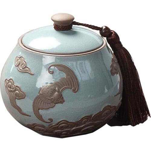 Ice Crack Glaze Pet Urn for Memorials - Small - Holds Up to 30 Cubic Inches of Ashes