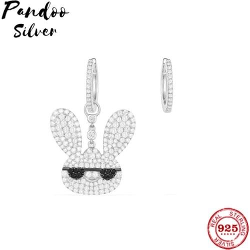Fashion Charm Sterling Silver Original 1:1 Copy,Asymmetric Silver Bad Rabbit Earrings Luxury Jewelry Gift Suitable For Female