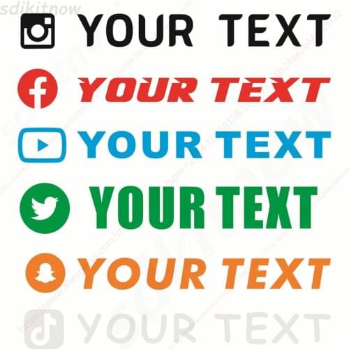 Custom Text WEBSITE FACEBOOK Instagram logo your name twitter YouTube Snapchat Twitch VK NICKNAME Window Lap Decal car sticker