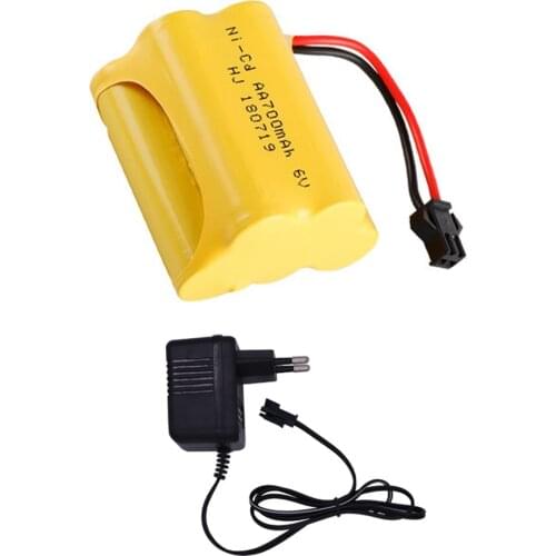 6V 700mAh AA NI-CD Battery pack with Charger set For RC Cars Robots Tanks Truck Gun Boats toys accessory 6V NiCD Battery T model