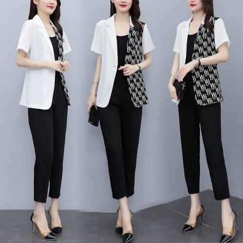 Summer New Temperament Suit Coat Female Large Size Suit Top Female Tailleur Femme Pantalon Et Veste Elegant Blazer Feminino