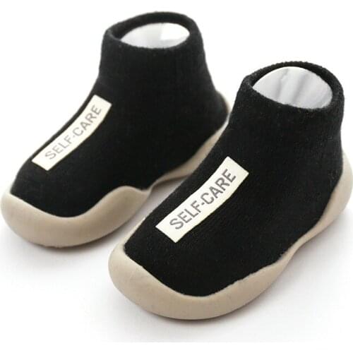 Autumn and Winter Baby Toddler Home Shoes Pure Color Combed Cotton Breathable Non-Slip Children Light Rubber Sole Shoes For Kids