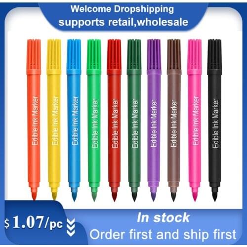 10 Pcs Food Pen Edible Pigment Pen Fondant Biscuit Cake Decoration Pigment Pen Hook Line Drawing Color Writing Pen Set