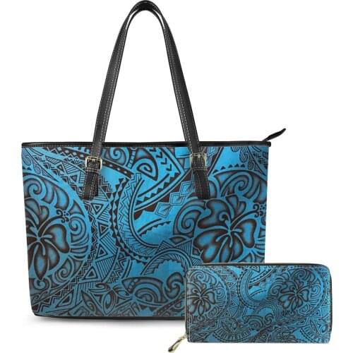 Polynesian traditional tribal style Printing Custom Large Capacity Shoulder Handbags Famous Brands Designer Womens PU wallet
