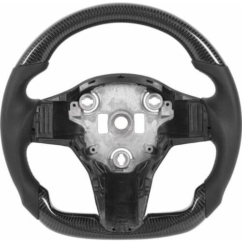 Nappa Leather Steering Wheel Full Nappa Leather Grips Fit for Tesla Model 3 2017 2018 2019 2020 Carbon Fiber Modification