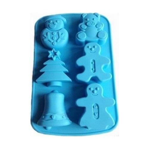 6 Cavities Christmas Bell Sknowman Tree Silicone Cake Baking Mold Cake Pan Muffin Cups Handmade Soap Moulds Biscuit Chocolate