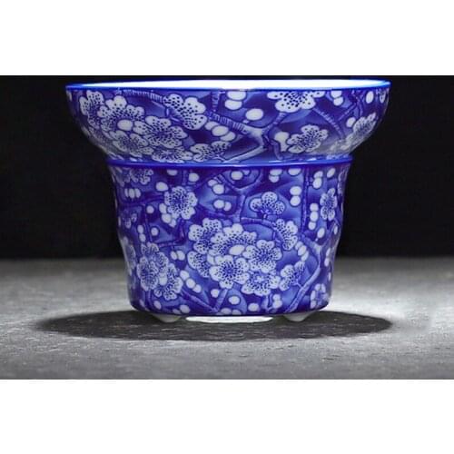 Blue and White Porcelain Tea Strainer Vintage Tea Infuser Chinese Kung Fu Teaware Accessories Coffee Filter Ceramic Strainers