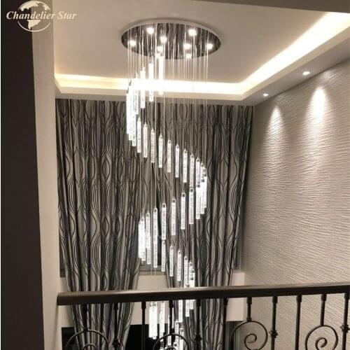 Modern LED Chandeliers Lighting Crystals Strip Long Pendant Hanging Lights Fixture for Living Room Bedroom Staircase Villa