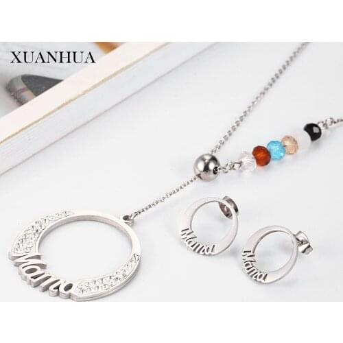 XUANHUA Necklace Earrings Set Charm Stainless Steel Jewelry Woman Vogue 2019 Accessories Jewelry Sets wholesale lots bulk