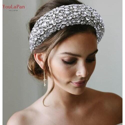 YouLaPan HP364 Luxury Rhinestone Headband Bride Silver Crystal Headpiece Bridal Tiara Barqoue Headband for Women Hair Jewelry
