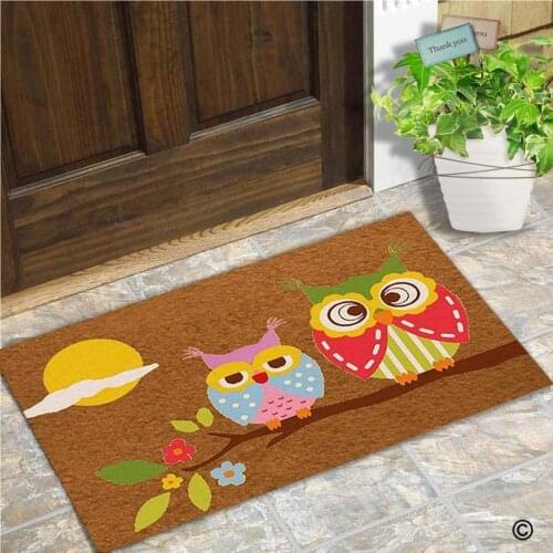 Funny Door Mat Entrance Front Door Mat Owl Home Doormat Indoor Outdoor Decor Doormat Non-Slip Rubber Backing Mat 30x18 Inch