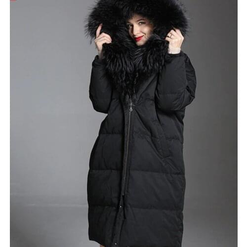 Large Fur Trim Women Winter Down Jacket Warm Duck Down Jacket Coat Any Size S-10XL