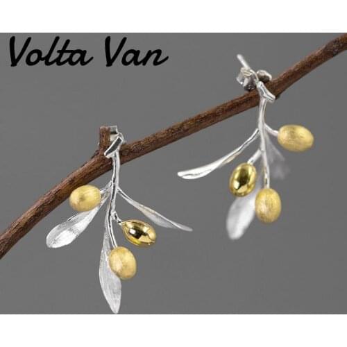 Volta Van 925 Sterling Earrings Stud Earrings Elegant 2021 New Olive Branch Nature Fresh Concise Fine Jewelry Silver Earrings