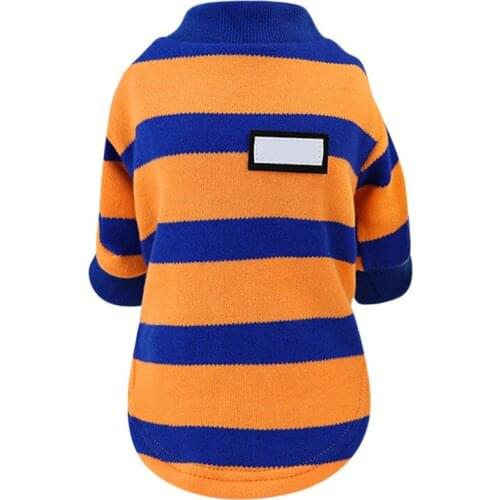 Winter Dog Clothes Knited Sweater Jumpsuit Clothing Stripe Design Solid Candy Color Dog Sweater Coat