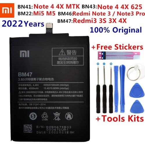 Xiao Mi 100% Original Phone Battery For Xiaomi Hongmi Redmi Note 3 3S 3X 3 Pro 4 4X 4A Replacement Bateria Batteries +Free Tools