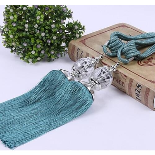 2Pcs/Lot Decorative Curtain Rope Tie Backs Beaded Tassel Fringe Tiebacks for Curtain Clip Home Decor Curtain Holder Buckle Rope