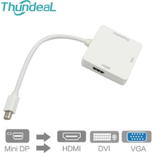 3 in 1 Mini DP Thunderbolt DisplayPort to HDMI DVI VGA Display Port Cable Adapter for Apple MacBook Pro Air Mini iMac Monitor TV