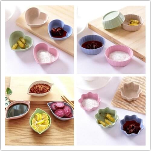 4PCS/SET Seasoning Dish Snack Plate Bowl Degradation Wheat Straw Salt Vinegar Soy Sauce Saucer Condiment Containers KitchenTable