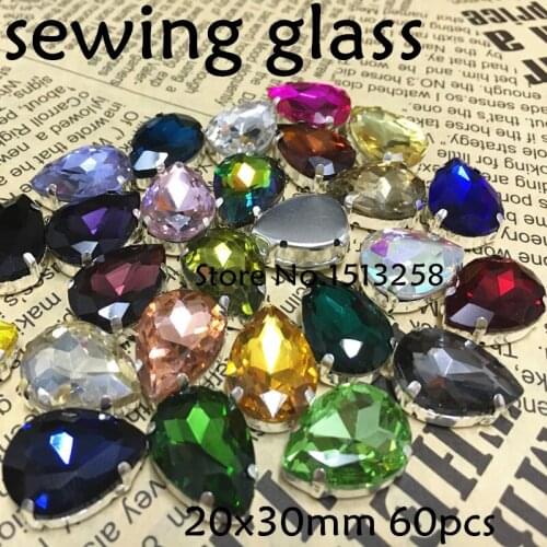 More Colors Sew On 60pcs/tray 20x30mm Teardrop Crystal Fancy Stone With Metal Claw Setting For Jewelry,dress,Clothing Making