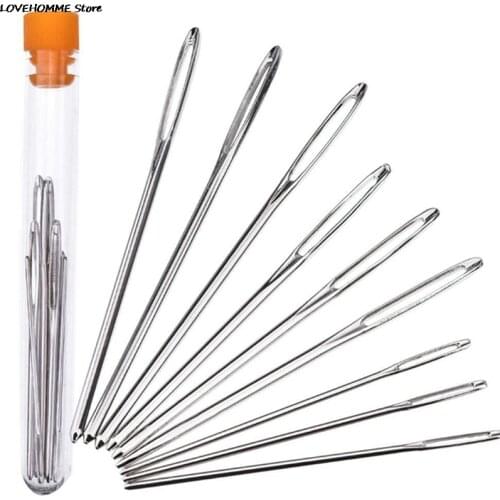 9pcs Large Eye Needles DIY Crafts Tools Stainless Steel Cross Stitch Knitting Yarn Sewing Hand Crochet Hook Set Kit