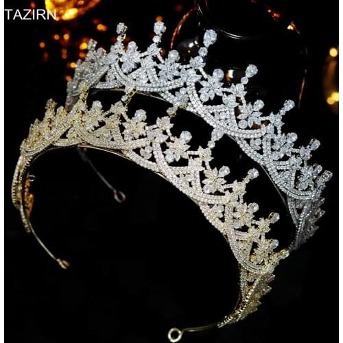 Trendy Crowns Zirconia Tiaras Crystal 2021 Princess Diadem Woman Pageant Party Wedding Accessories Cubic Zirconia Headwear
