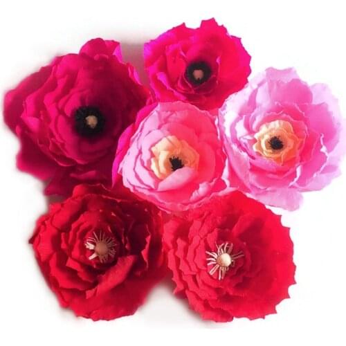 2018 Giant Crepe Paper Artificial Flowers 6PCS For Wedding & Event Decor Baby Nursery Windows Display Handmade Crafts Customizd