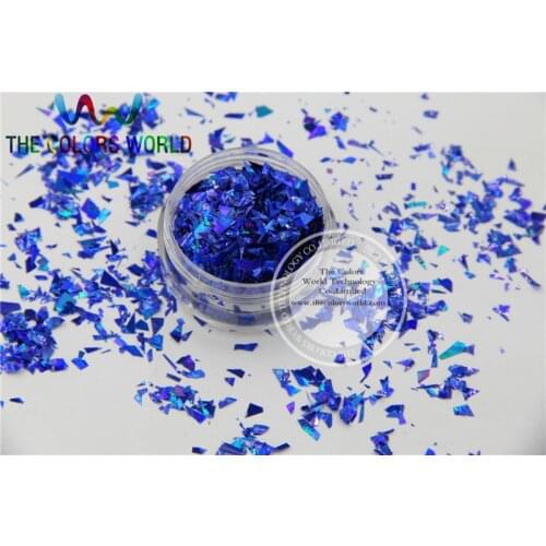 TCA705 Holographic Royal Blue Color Mylar Sheet Random Cut Size Flakes for nail decoration and other art DIY decoration