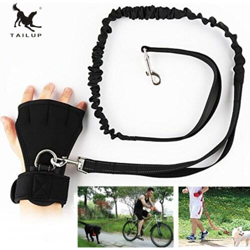 TAILUP Pet Hands Free Leash Dog Leash Set Including Gloves Two Way Elastic Belt Explosion Proof Leash for Running Riding Walking