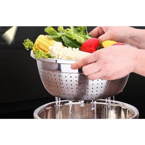 Kitchen Dish Drainer Bowl Washing Bowl Rice Washer Strainer Veggies Fruit Drainer