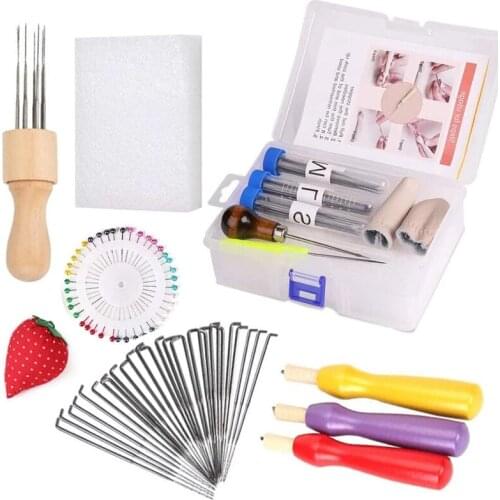 LMDZ 113pcs 3 Sizes Wool Felting Needles Felting Tool Kit with Colored Wood Handles Awl Wool Felting DIY Needle Felting Supplies