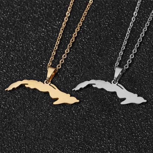 SONYA Stainless steel Small Size Cuba map necklace for Women Gold Color Lovers Engagement Cuba Jewelry Gifts Drop Shipping