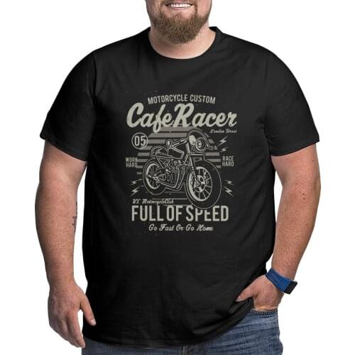 Mens T-Shirt Cafe Racer Full Of Speed Motorcycle Vintage Big Tall Tees T Shirt Clothes Plus Size Big Size Large 4XL 5XL 6XL