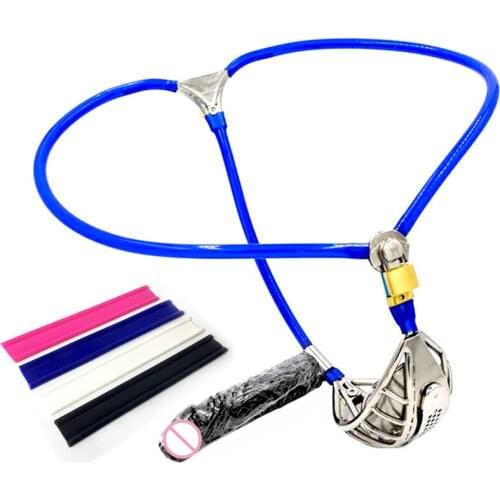 Male Chastity Belt Stainless Steel Penis Ring Adjustable Stealth Chastity Cages with Butt Plug Penis Lock Cage Sex Toys G7-92C