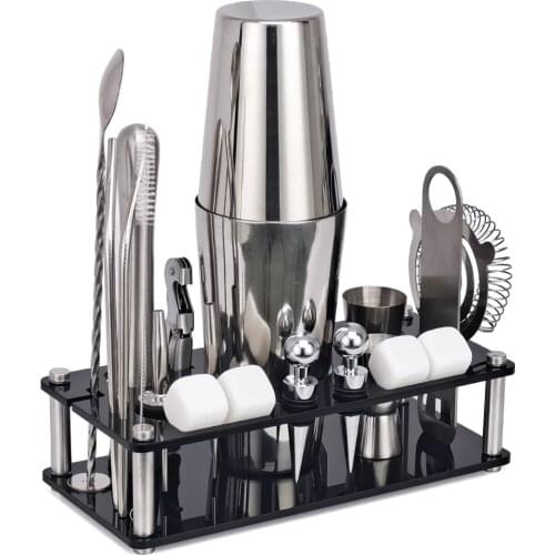 Bartender Kit， 21-Piece Whiskey Stone Cocktail Shaker Set Acrylic Stand， For Mixed Drinks Martini Bar Tools Set Stainless Steel