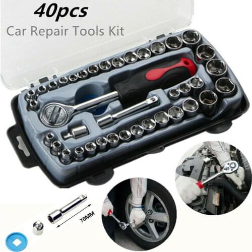 BINOAX 40pcs Car Repair Tool Socket Set Ratchet Wrench Spanner Combination Hand Tools